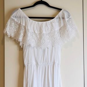 Topshop off the should white boho dress